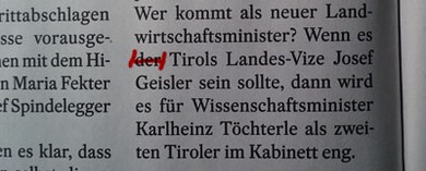 Seite 32: "Wenn es der Tirols Landes-Vize Josef Geisler sein sollte"