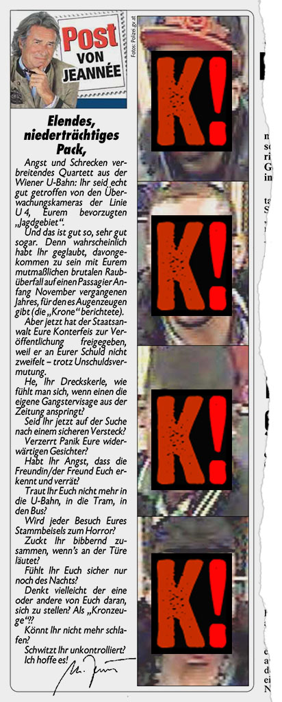 Kronen Zeitung, Post von Jeannée, 10.01.2014, S. 18
