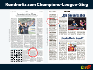 Illustration: Geringe Berichterstattung über Champions-League-Sieg von Manuela Zinsberger